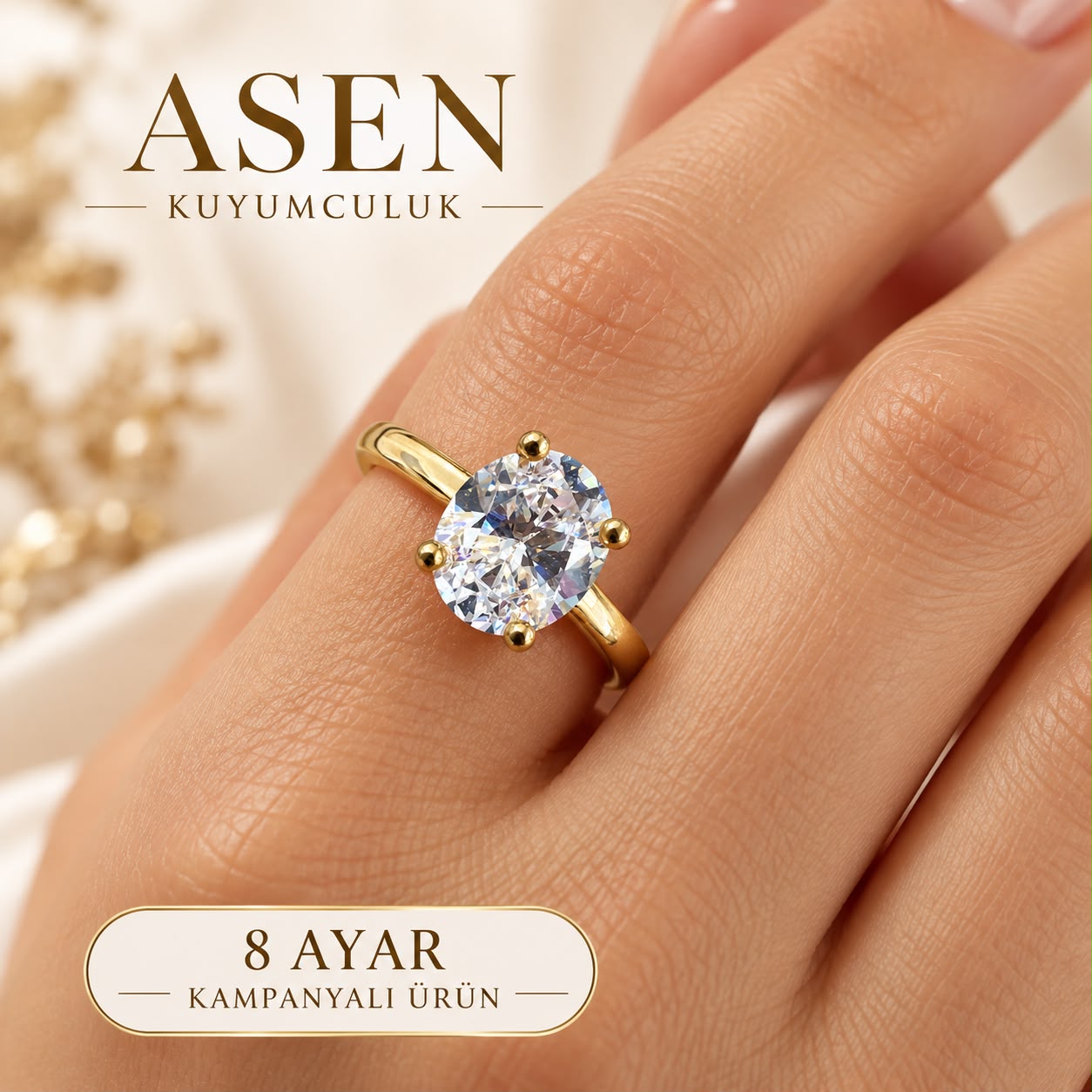 OVAL TAŞLI TEKTAŞ YÜZÜK