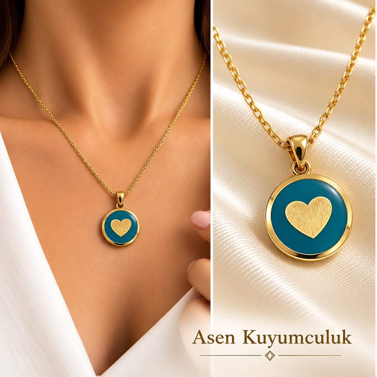 MİNELİ KALP KOLYE
