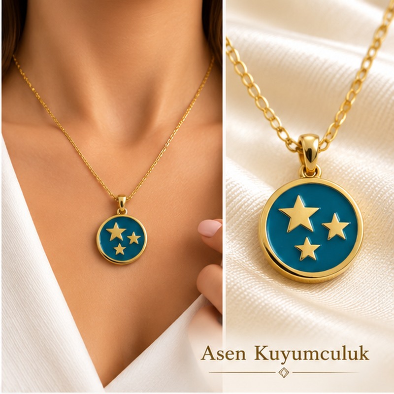 RENKLİ MİNELİ YILDIZ KOLYE