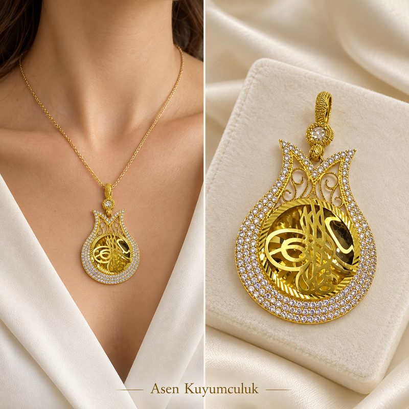 8 Ayar Tuğralı kolye