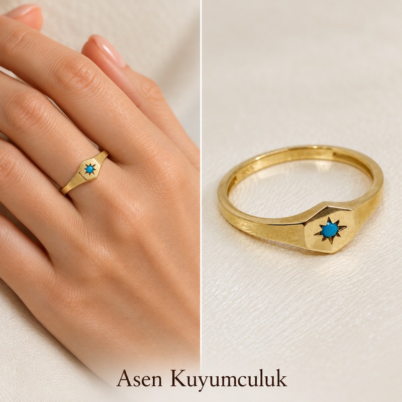 Firuze taşlı Minimal yüzük