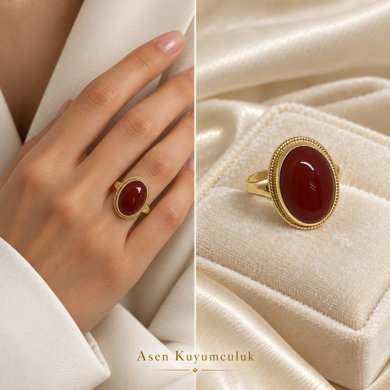 OVAL Akik Taşlı Yüzük