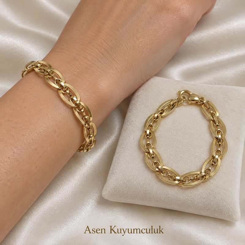 OVAL MARİNEL ZİNCİR BİLEKLİK