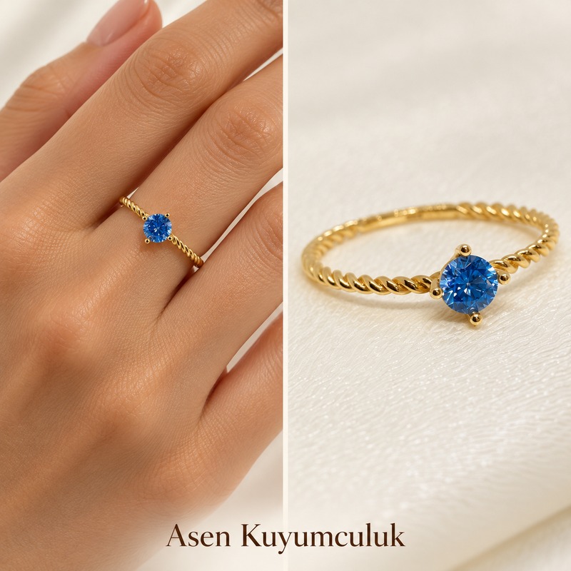 Renkli taşlı minimal yüzük