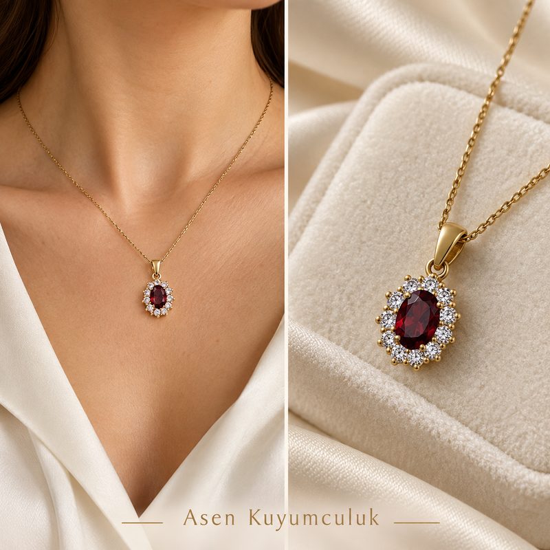 YAKUT Renkli taşlı kolye